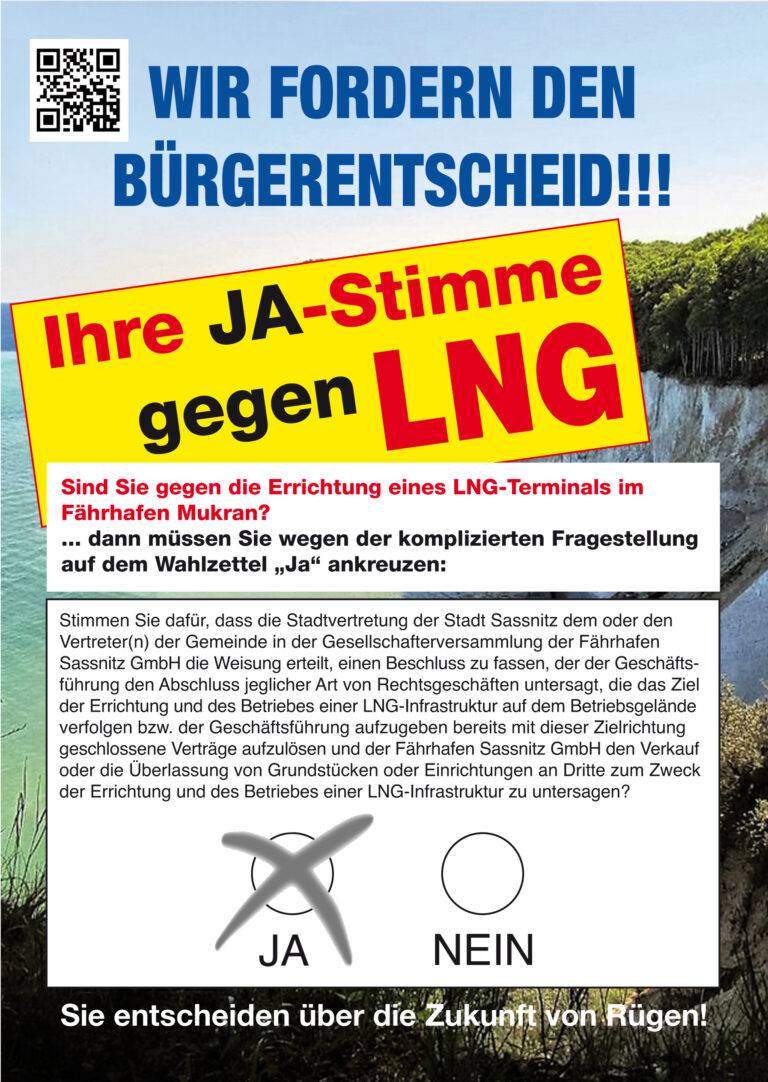 Ihre Ja-Stimme gegen LNG